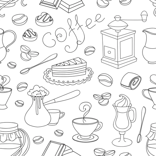 Café Doodle patrón — Archivo Imágenes Vectoriales