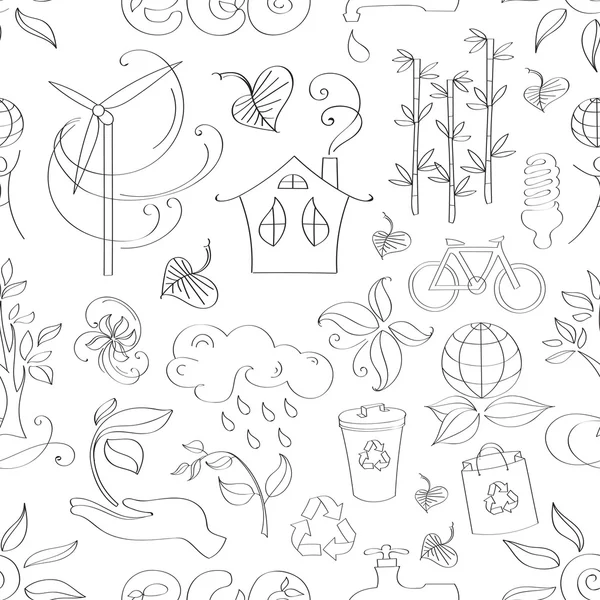 Ecología del patrón de Doodle — Vector de stock