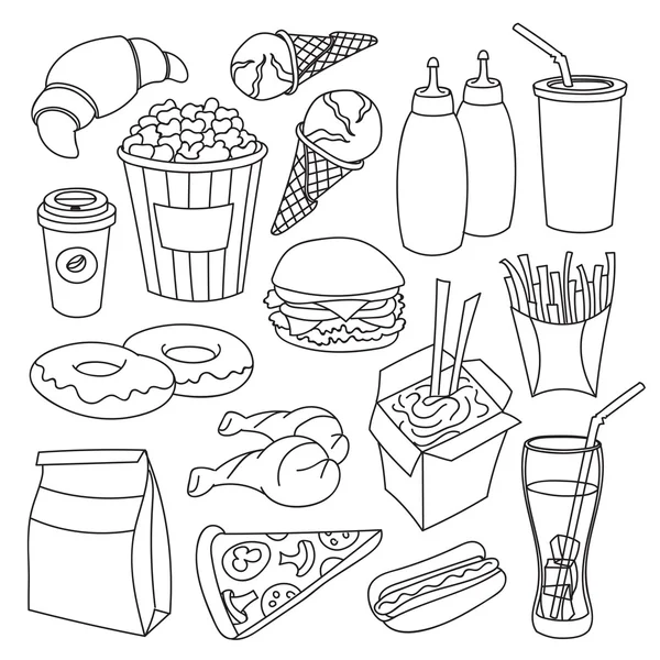 Doodle vector fastfood — Stockvector