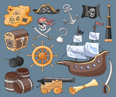 Korsanlar vektör kümesi doodle
