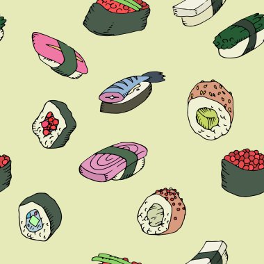 Suşi ve rulo seamless modeli