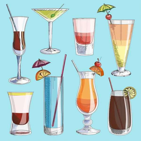 Doodle cocktails vectoriels — Image vectorielle