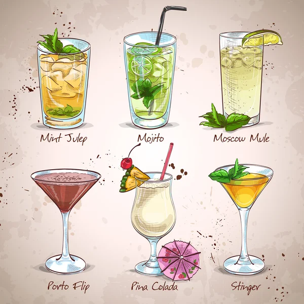 Yeni dönem kokteyl Set içecekler — Stok Vektör