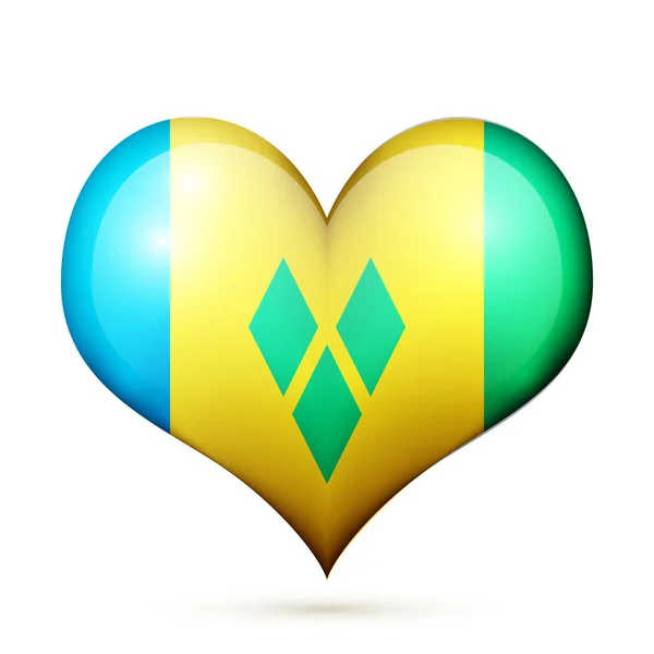 Saint Vincent en de Grenadines hart vlag, pictogram — Stockvector