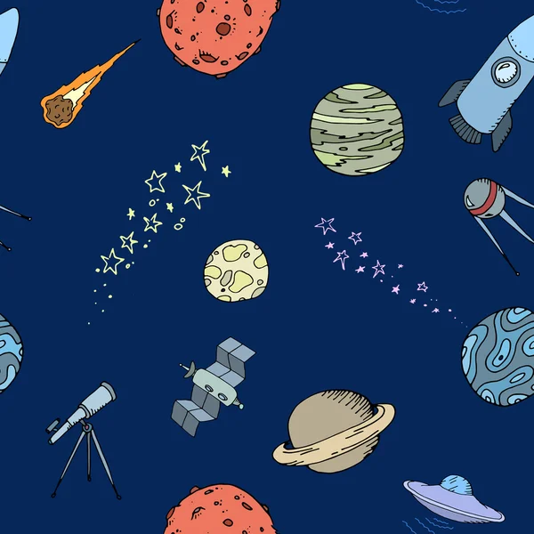 Ensemble de motif d'espace dooble sans couture — Image vectorielle