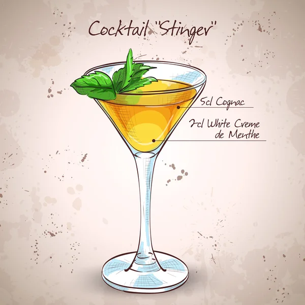 Coquetel alcoólico Stinger — Vetor de Stock