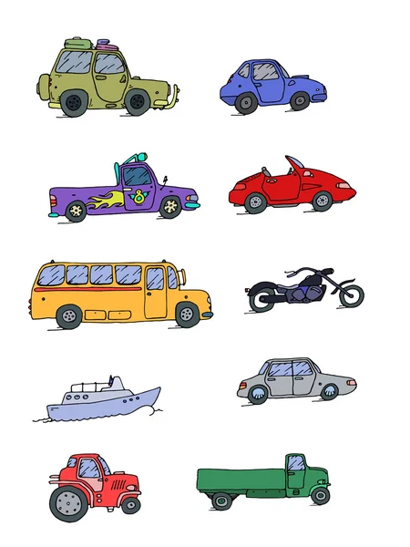 Transport Sketch Set color — Stock Vector