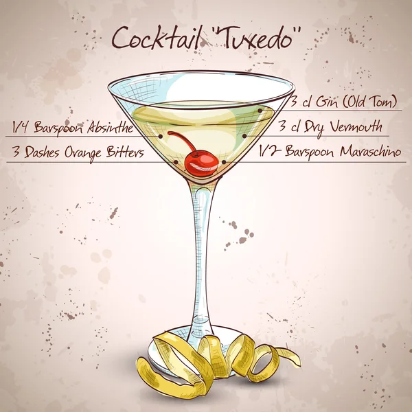Tuxedo alcoholische cocktail — Stockvector