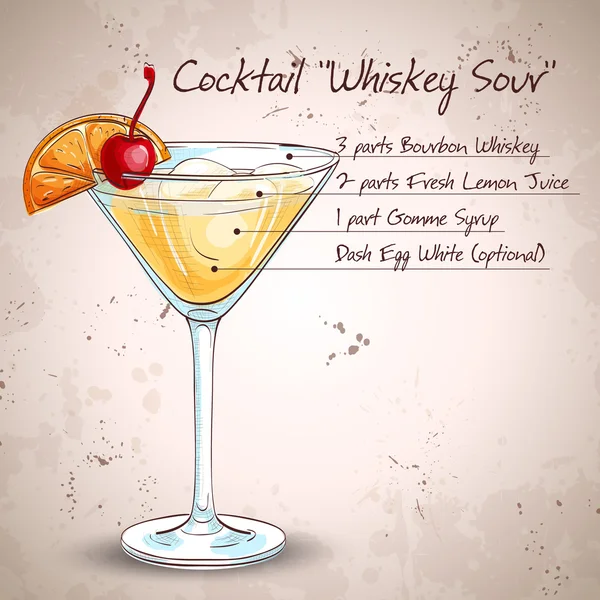 Cocktail Whisky sauer — Stockvektor