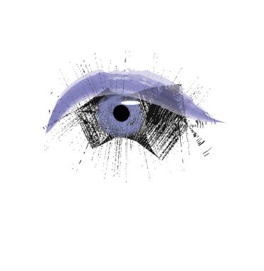 Beyaz arkaplanda mavi çizgileri olan gözlerin soyutlanması