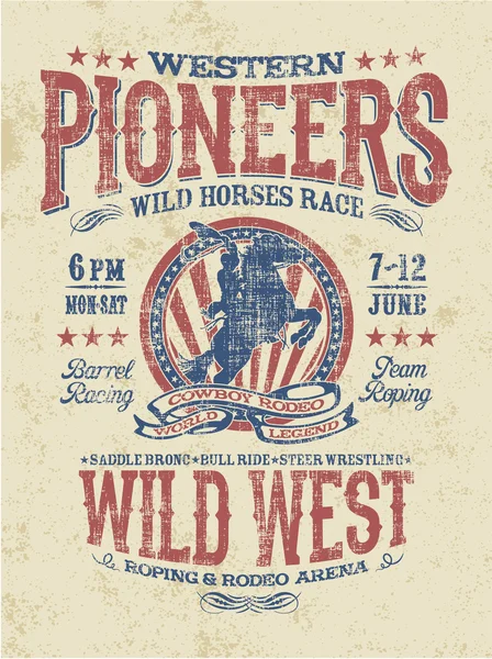 Rodeo de pioneros occidentales — Vector de stock