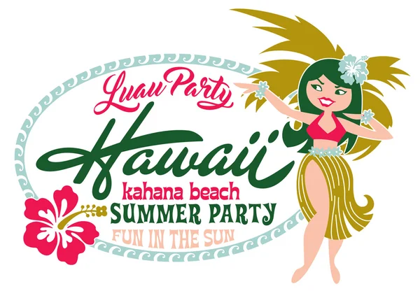 Luau fiesta verano playa — Vector de stock