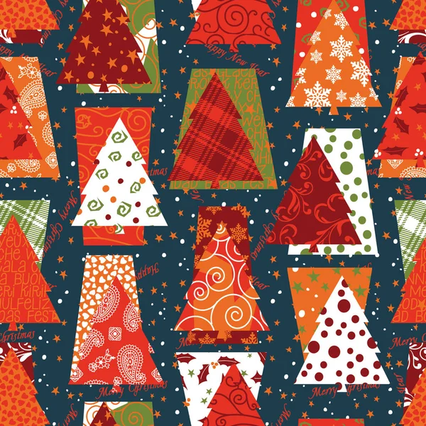 Abstract Kerstbomen Elementen Behang Vector Naadloos Patroon — Stockvector