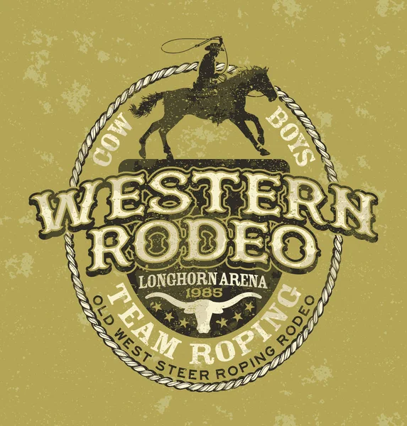 Team Rodéo Western Cowboy Rodéo Vintage Vectoriel Artwork Pour Shirt — Image vectorielle