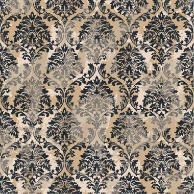 Damask arabesk barok soyut duvar kağıdı grunge vektörü pürüzsüz desen