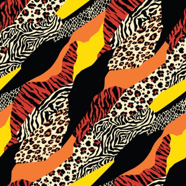 Renkli vahşi hayvan derisi yama işi duvar kağıdı soyut vektör kürksüz desen