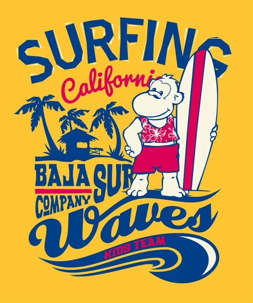 Baja California macaco surf — Vetor de Stock