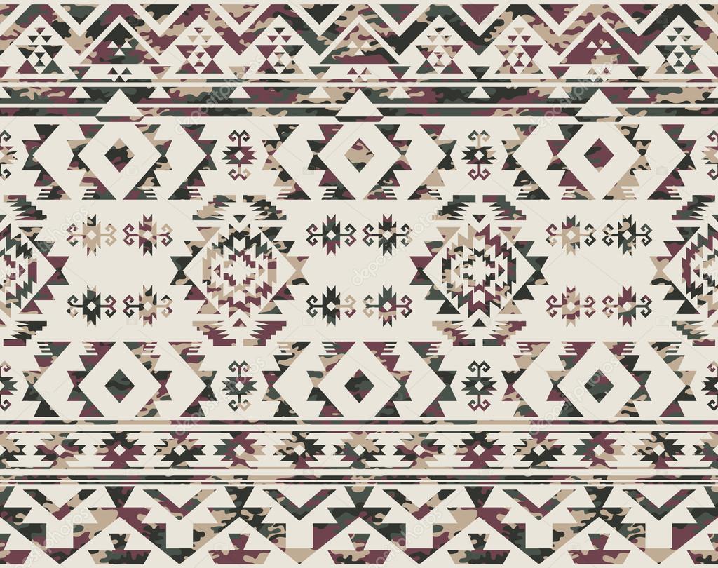 Native Americans pattern with camouflage texture