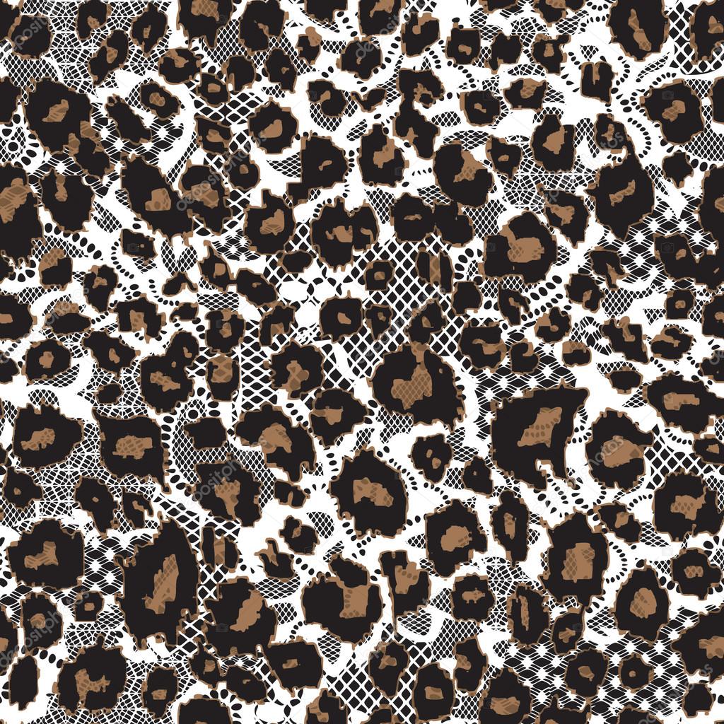 Leopard fur with lace background