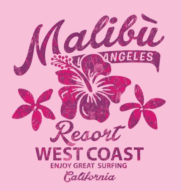 Malibù surfing with hibiscus