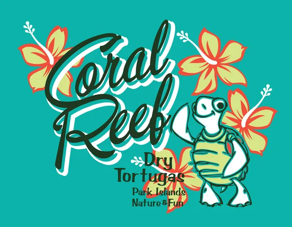 Turtle island coral reef — Stock vektor