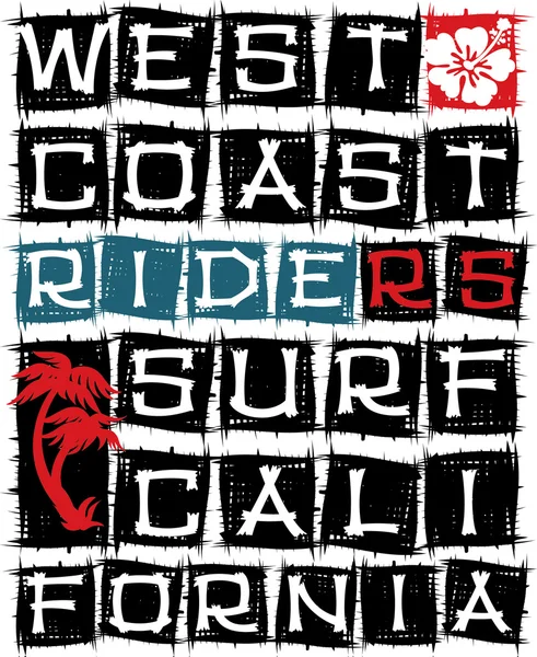 West coast surf riders — Stock Vector