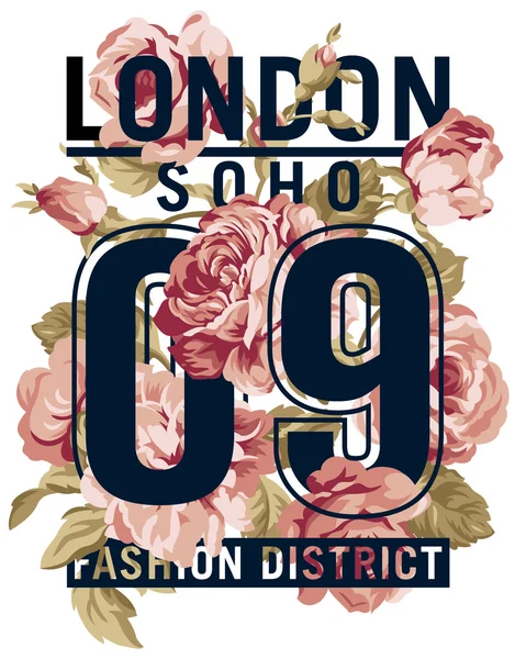 伦敦 soho 玫瑰 — 图库矢量图片