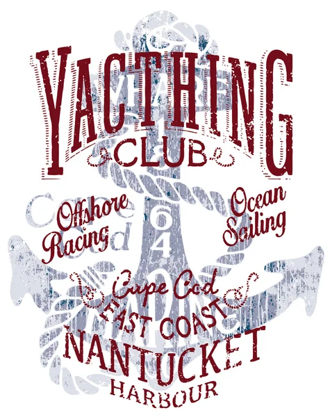 Club náutico de vela océano — Vector de stock