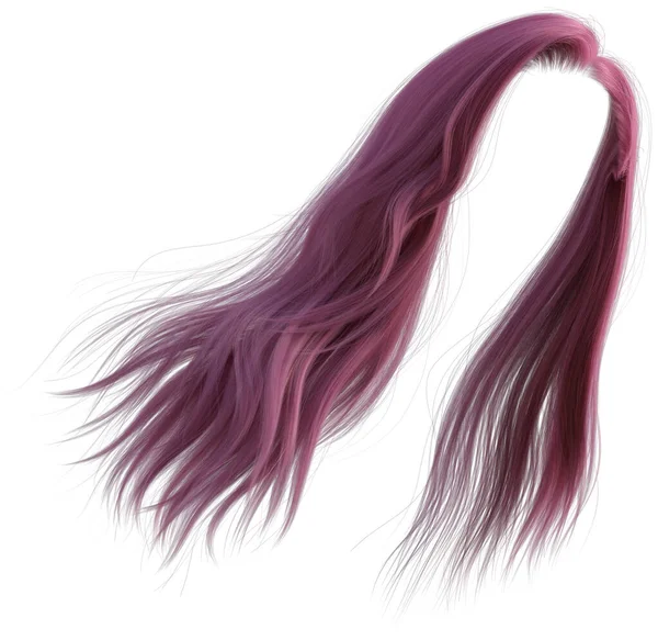 Straight Pink Cabelo Isolado Branco — Fotografia de Stock