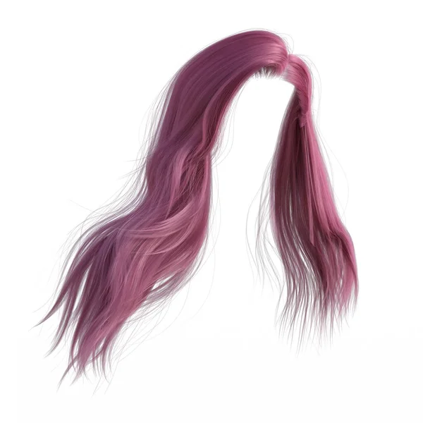 Straight Pink Cabelo Isolado Branco — Fotografia de Stock