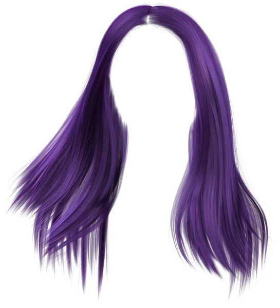 Straight Purple Hair Geïsoleerd Wit — Stockfoto