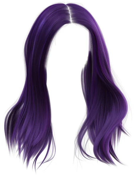 Straight Purple Hair Geïsoleerd Wit — Stockfoto