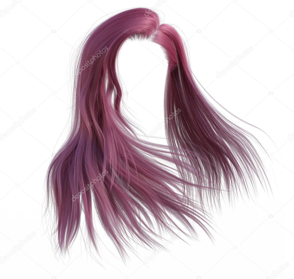 Straight Pink Hair isolated on white
