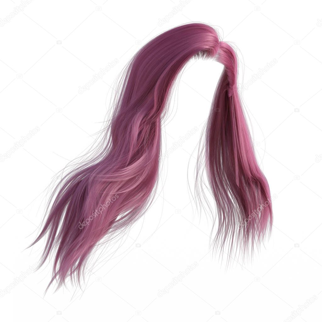 Straight Pink Hair isolated on white