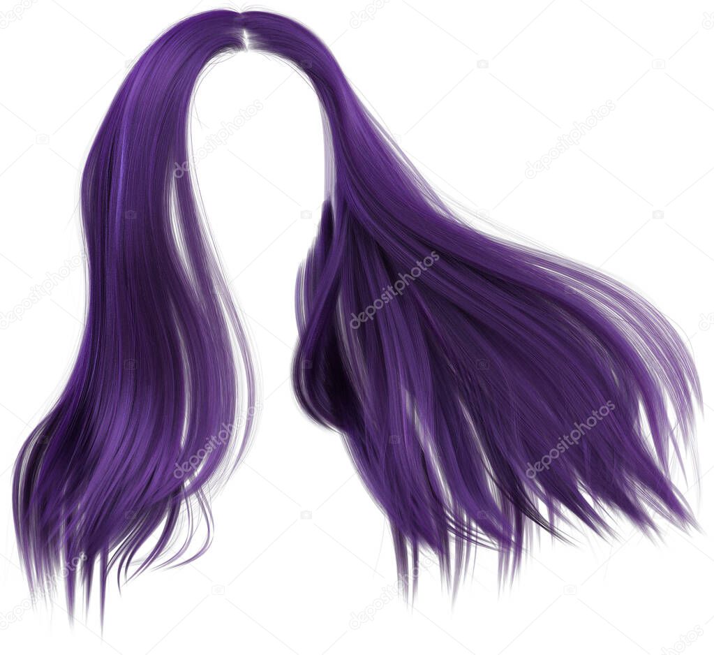 Straight Purple Hair isolated on white