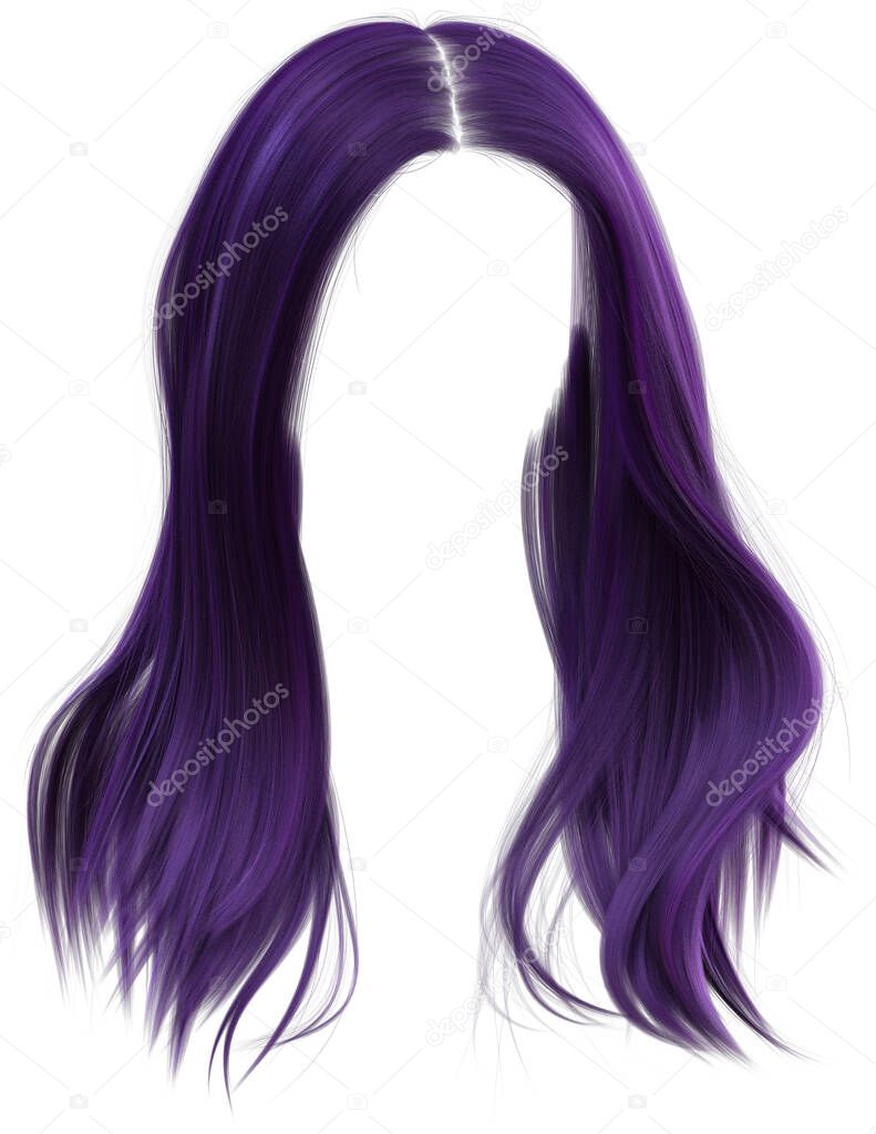 Straight Purple Hair isolated on white