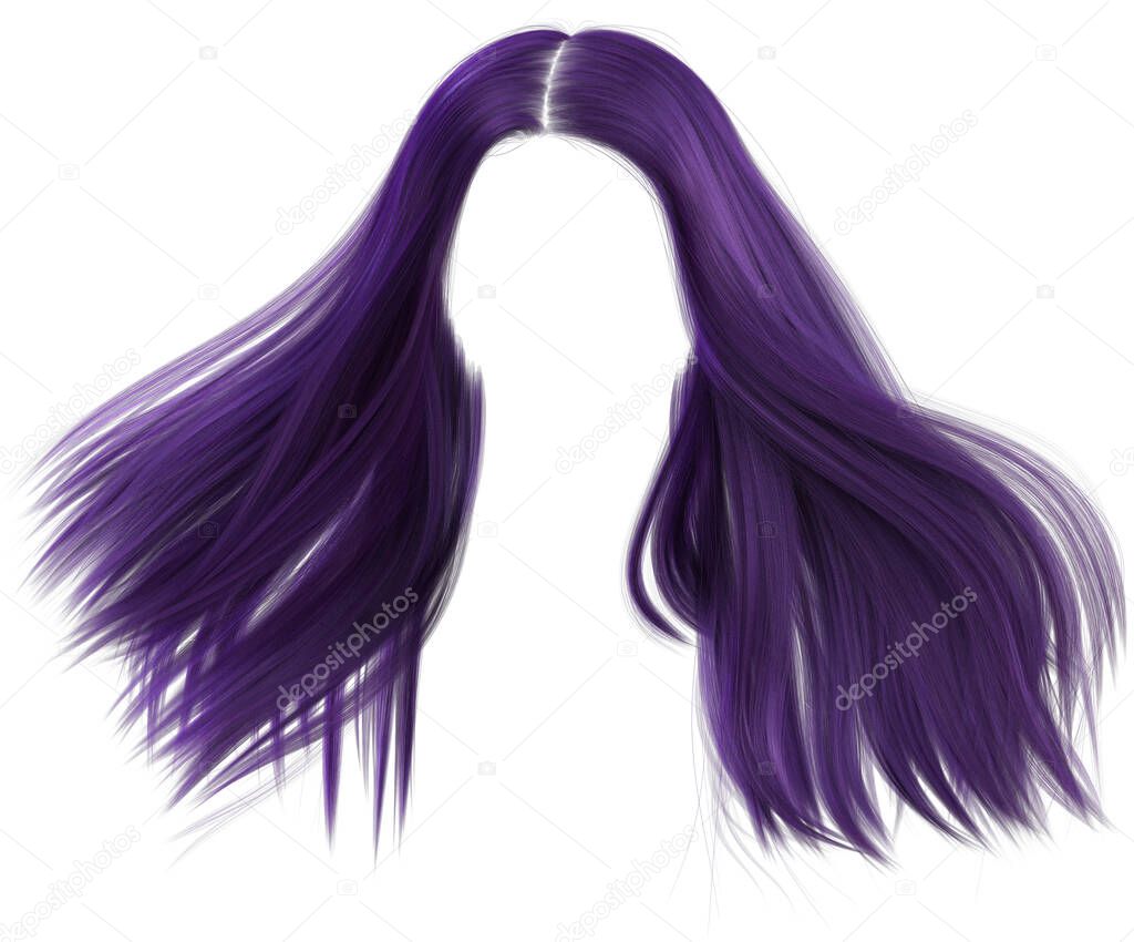 Straight Purple Hair isolated on white