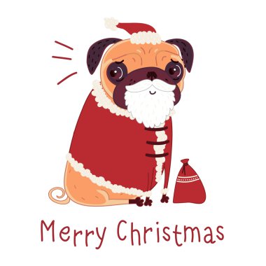 Pug in a Santa suit