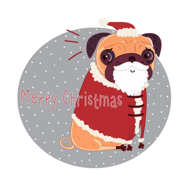 Pug-Santa — Vetor de Stock