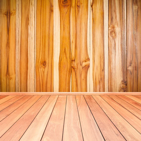 床と壁の木製インテリアの背景 — ストック写真