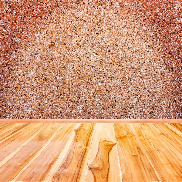 Pietra muro interno con pavimento in legno primo piano — Foto Stock