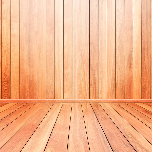 Trä inredning bakgrund av golv och vägg Stockbild