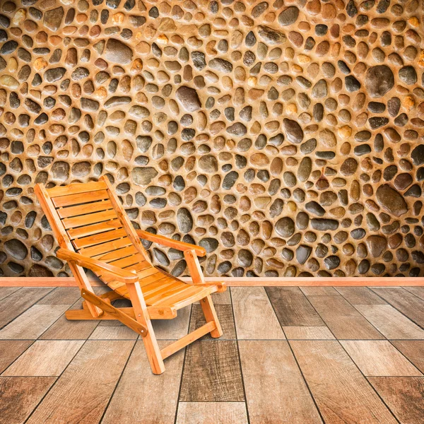 Silla de madera en estilo retro en el interior del piso de madera con s —  Fotos de Stock