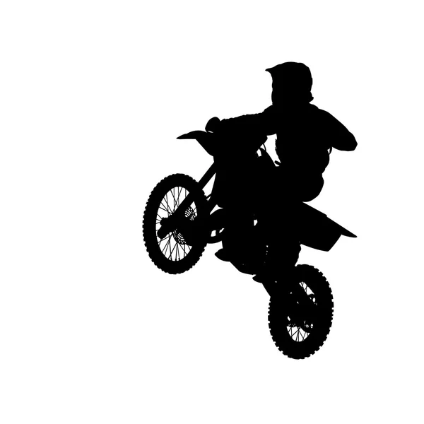 Silhouette de motocross cavalier saut isolé sur fond blanc Images De Stock Libres De Droits