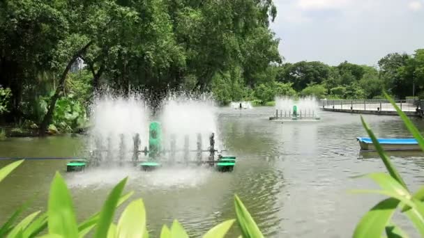 Máquina Giratoria Aguas Residuales Que Trabaja Lago — Vídeos de Stock