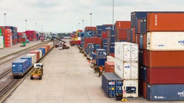 Operazione Logistica Timelapse Cantiere Container Ferroviari — Video Stock
