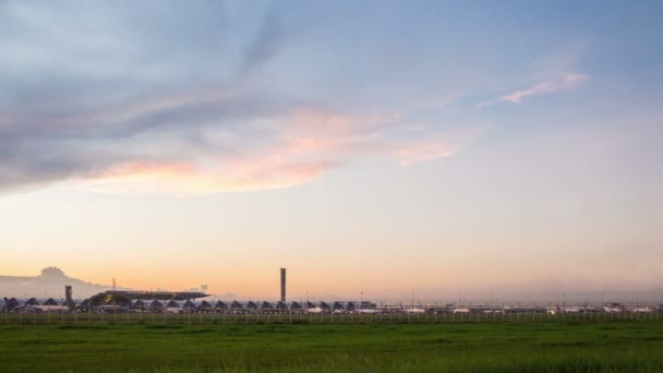 Attività Aeroportuale Time Lapse Giorno Notte — Video Stock