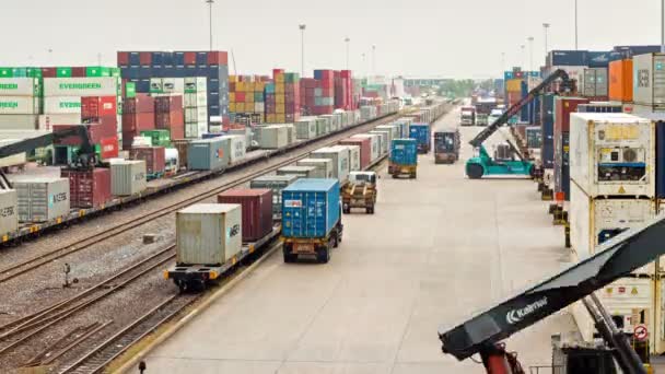 Verkeer Railroad Container Yard Tijdverloop — Stockvideo