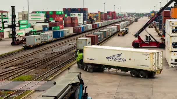 Trafik Järnväg Container Yard Time Förfaller — Stockvideo