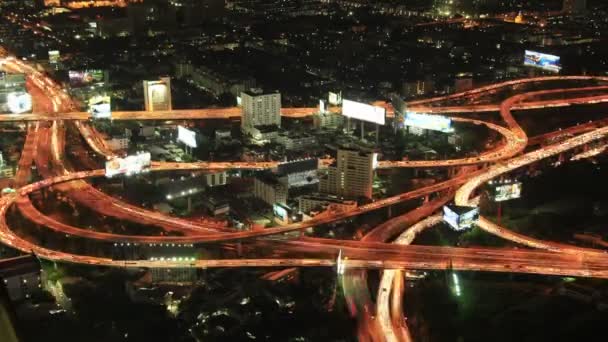 Tráfego Noturno Cidade Vista Superior Bangkok Tailândia Timelapse — Vídeo de Stock